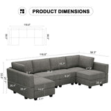 Shaped Couch Modular Sofa Reversible Storage Ottoman Sofa Oversized Couches