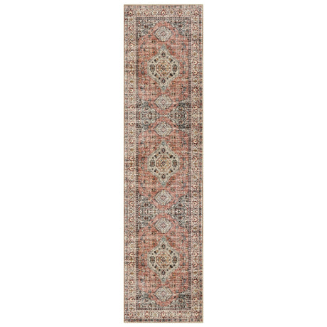 Lahome Oriental Kitchen Runner Rug-2.5X10 Washable Runner Rug Soft Ultra-Thin Bedroom Runner, Hallway Runner Rugs Distressed Bathroom Runner for Entryway ‎Laundry Room(2.5x10t,Peach/Orange)