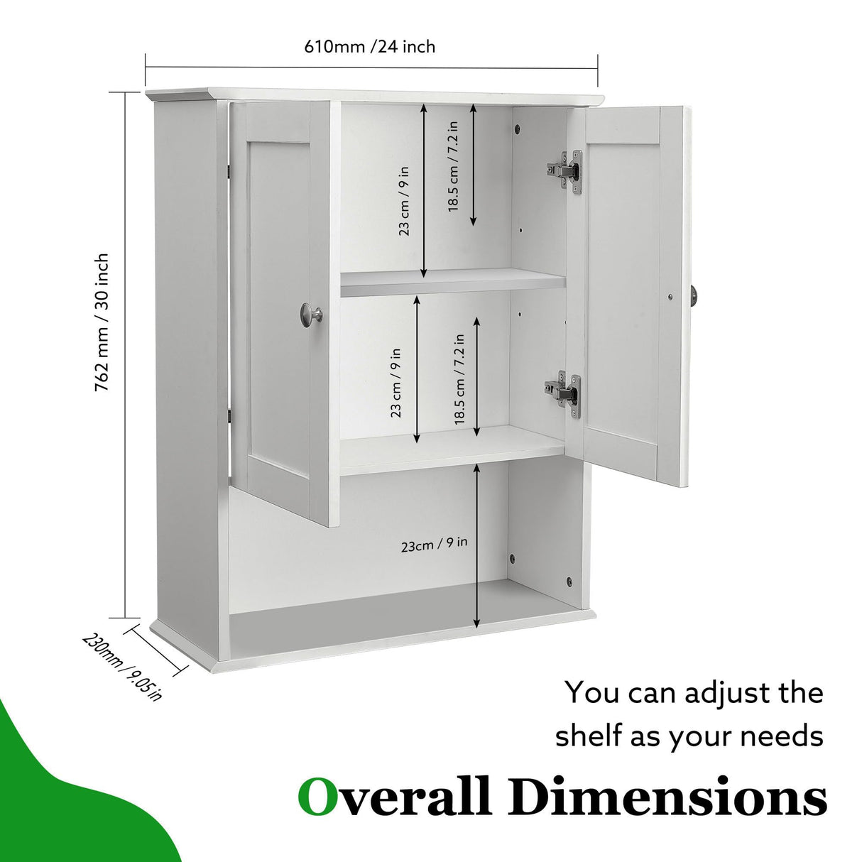 Bathroom Cabinet Wall Mounted Over Toilet Storage Cabinet, 24x30 Inch Wooden