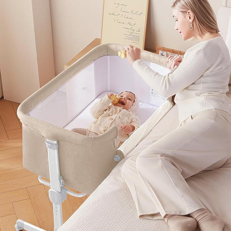 Baby Bassinet, 3 in 1 Bassinets Bedside Sleeper for Newborn, Portable Crib
