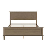 Platform Bed with Headboard and Footboard, Mid-Century Wood Queen Size Bed