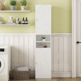 Bathroom Storage Cabinet, 2 Door Tall Slim Storage Cabinet with Open Storage Shelves,