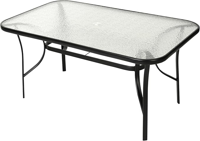 Tory Rectangle Patio Table with Umbrella Hole, Commercial All-Weather Table