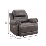 BM311486 41 in. WillowManual Faux Leather Upholstery Recliner Chair Walnut Brown