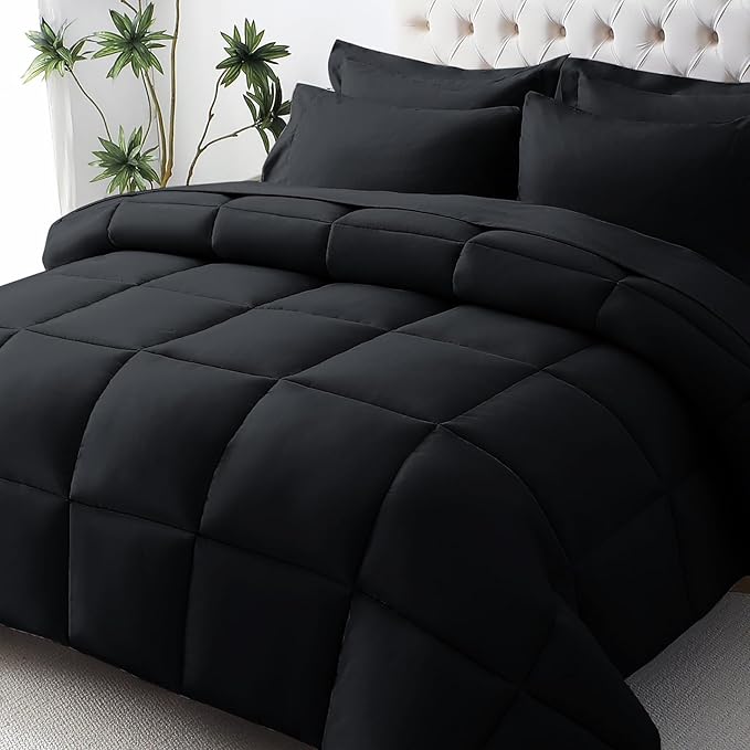 Queen Comforter Set, 7-Piece Bed in a Bag Queen, Ultra-Soft Comforters Queen Size