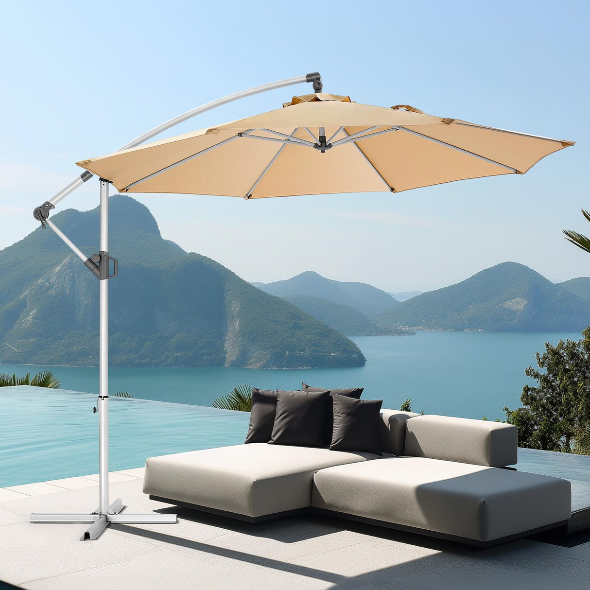 10ft Offset Patio Umbrella - cantilever patio umbrellas, 5-Year Fade Resistant