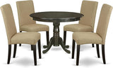 HLDR5-LWH-07 5 Piece Dinette Set for 4 Includes a Round Dining Room Table with Pedestal