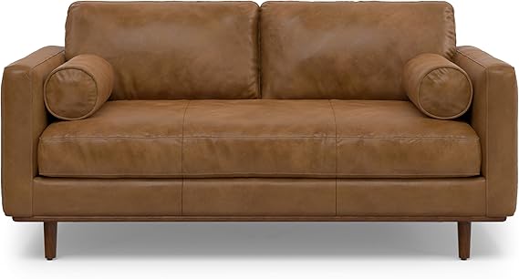 Morrison Mid-Century Modern 72 Inch Wide Sofa in Sienna Genuine Leather