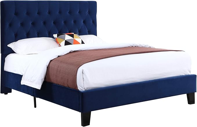 Dalton Velvet Upholstered Bed, Full, Aqua