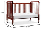 Jenny Lind 3-in-1 Convertible Crib in Rich Cherry, Removable Wheels, Greenguard Gold