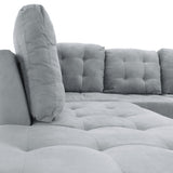 3 Piece Modern Tufted Micro Suede L Shaped Sectional Sofa