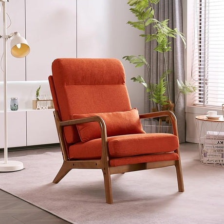 Accent Chair Mid-Century Modern Chair with Pillow Upholstered Lounge Arm Chair