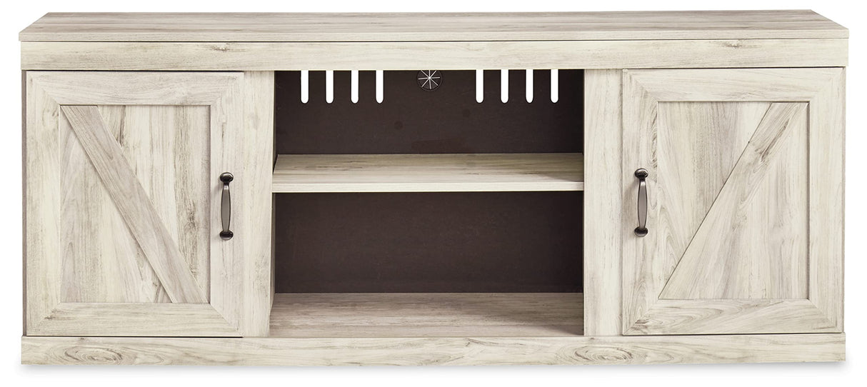 Bellaby Farmhouse Large TV Stand up to 60" with 3 Adjustable Shelves and Fireplace