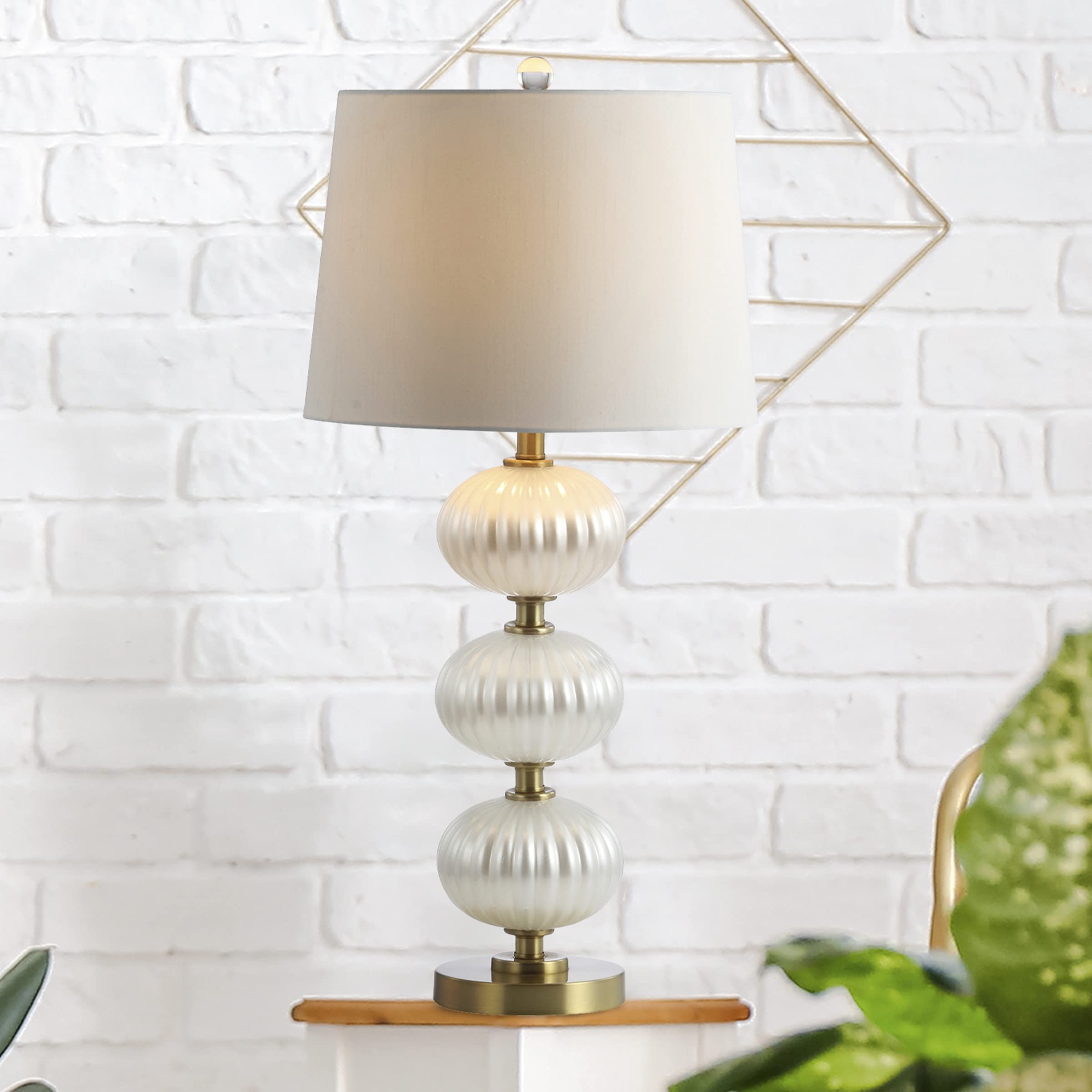 JYL2073A Carter 29.7" Glass LED Table Lamp Traditional Transitional Bedside Desk
