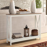 Console Table with Storage Shelf, 2 Tier Farmhouse Sofa Table for Entryway,