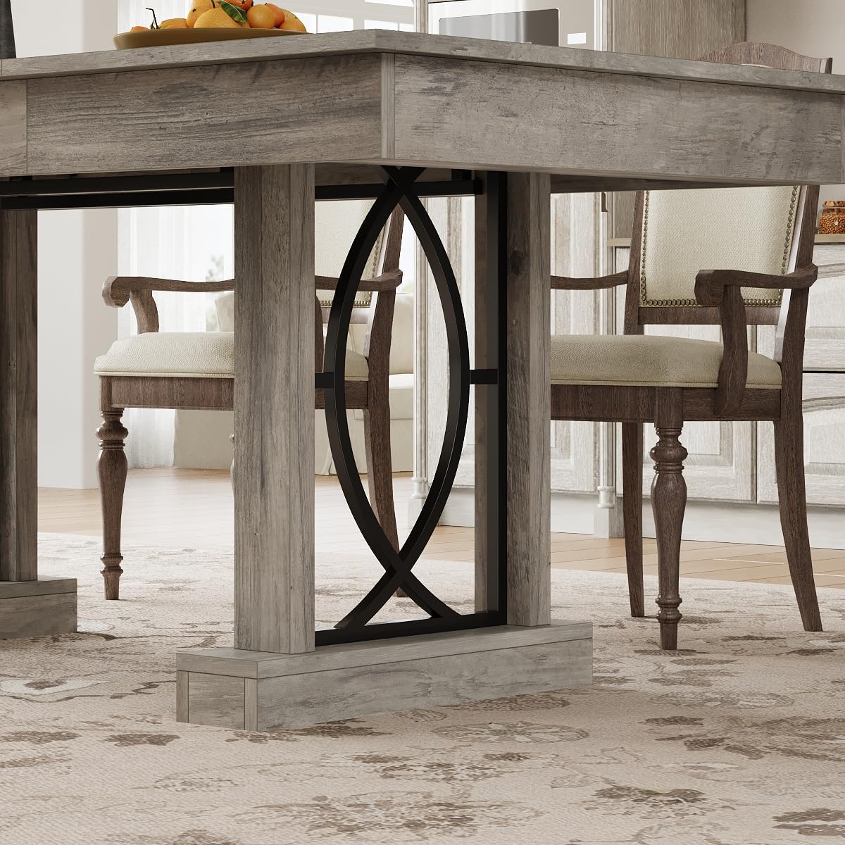 71-Inch Wooden Dining Table with Two Drawers for 6-8 People