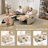 67" RV Loveseat Recliner Double Recliner RV Sofa & Console | Wall Hugger Reclining