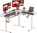 63" L Shaped Standing Desk with 3 Drawers, Height Adjustable Stand up Desk