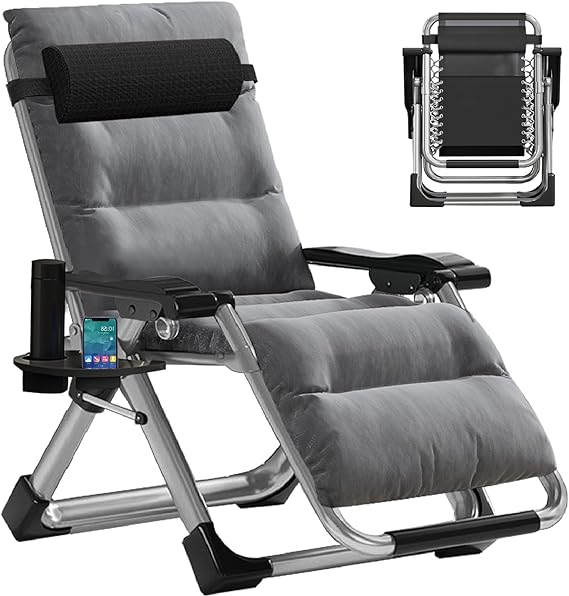 Zero Gravity Chair Oversized XL, Reclining Lounge Chair with Removable Cushion & Tray