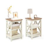 Side Tables, Small End Table Set of 2 for Living Room,Modern Nightstands for Bedroom,Wood Side Table,White