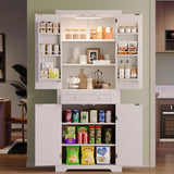 Bestier 72" Tall Kitchen Pantry Storage Cabinet with Doors, Adjustable Shelves & Drawer, Food Pantry Cabinet with Motion Sensor Light, Freestanding Cupboards for Dining/Laundry Room,Bathroom,White