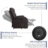 Power Lift Recliner Chairs for Elderly with Massage & Heating, PU Leather Sleeper