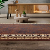 Antep Rugs Alfombras Bordered Modern 8x10 Non-Slip (Non-Skid) Low Pile Rubber Backing Indoor Area Rug (Brown, 7'10" x 10')