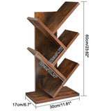 YMYNY 4 Tiers Tree Bookshelf,Rustic Brown+White,HBC014H+HBC014W