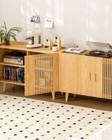 Sideboard Buffet Cabinet, Modern Storage Cabinet with Slatted Door, Kitchen Buffets