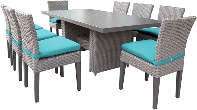 Florence 9-Piece Outdoor Dining Set with Cushions, White