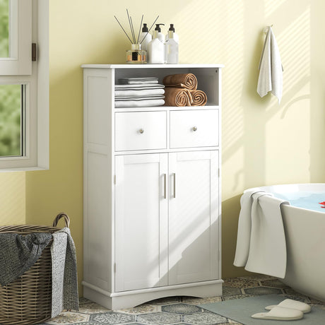 Bathroom Floor Storage Cabinet - Freestanding Storage Cabinet with 2 Doors, 2 Drawers