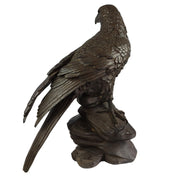 Bronze Eagle on Rock Statue, Black H:24.8" Bird of Prey Bronze Sculpture