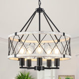 5-Light Farmhouse Chandelier for Dining Room, Rustic Wood Chandelier for Over Table