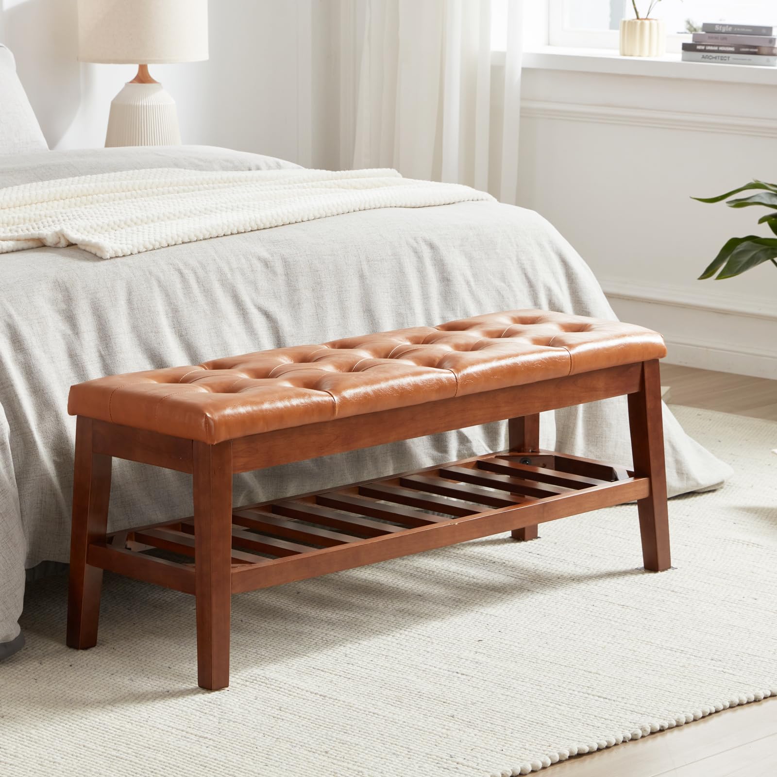 Upholstered Shoe Bench Entryway Bench for Bedroom, End of Bed