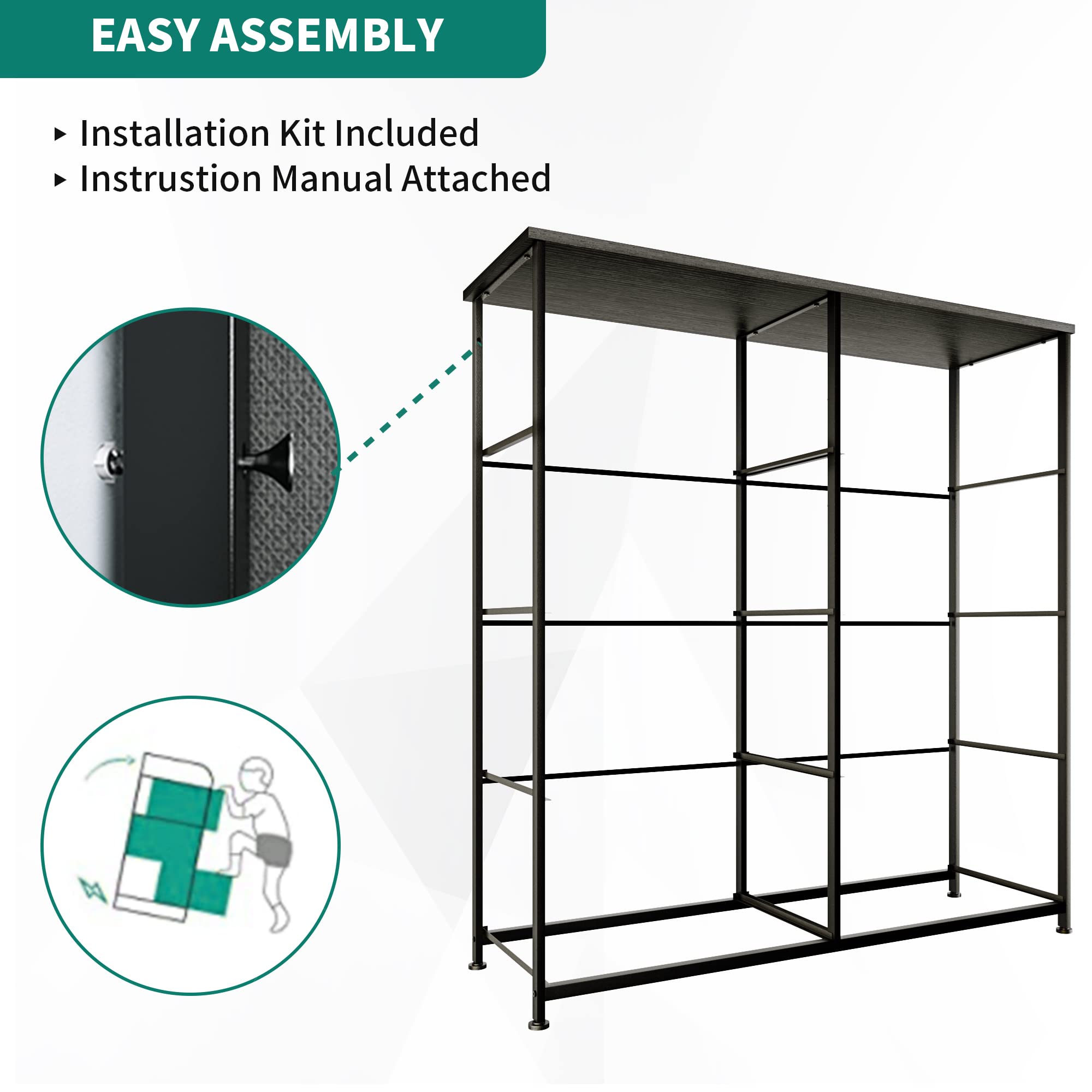 Fabric Dresser for Bedroom, Tall Storage Dresser with 8 Drawers, Black Dresser &