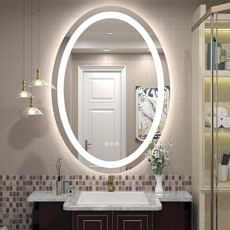 Oval LED Bathroom Mirror 24x36, Lighted Vanity Mirror for Wall, Anti-Fog, Shatter-Proof