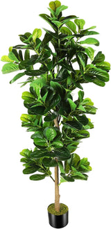 7.3ft Artificial Fiddle Leaf Fig Tree (87in) with Plastic Nursery Pot Faux Tree