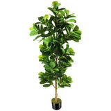 7.3ft Artificial Fiddle Leaf Fig Tree (87in) with Plastic Nursery Pot Faux Tree