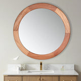 Mirrors 30 Inch,Wood Vanity Wall Rustic Mirror with Walnut Frame, Wooden Circle