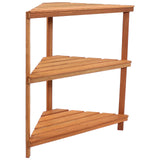 Meranti Wood 3-Tier Corner Plant Stand Shelves with Teak Oil Finish