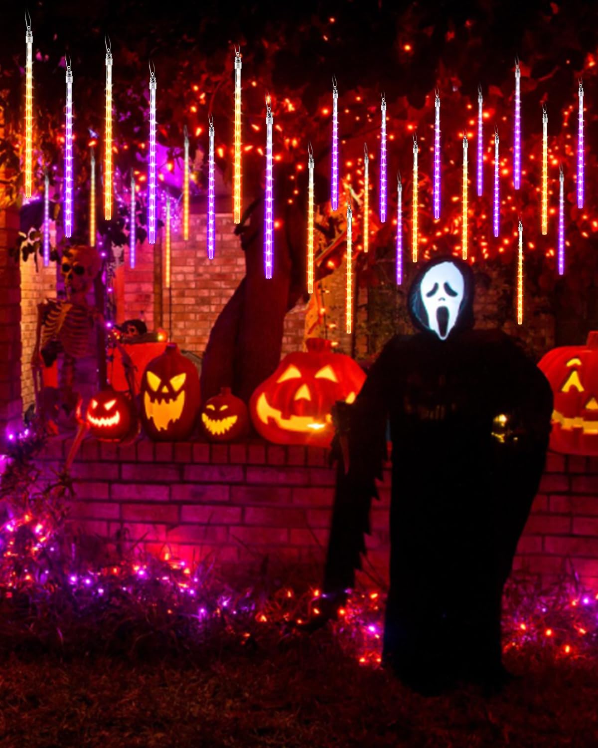 Hlloween Lights 20 Tubes 480 LED Meteor Shower Icicle Lights Raindrop Lights