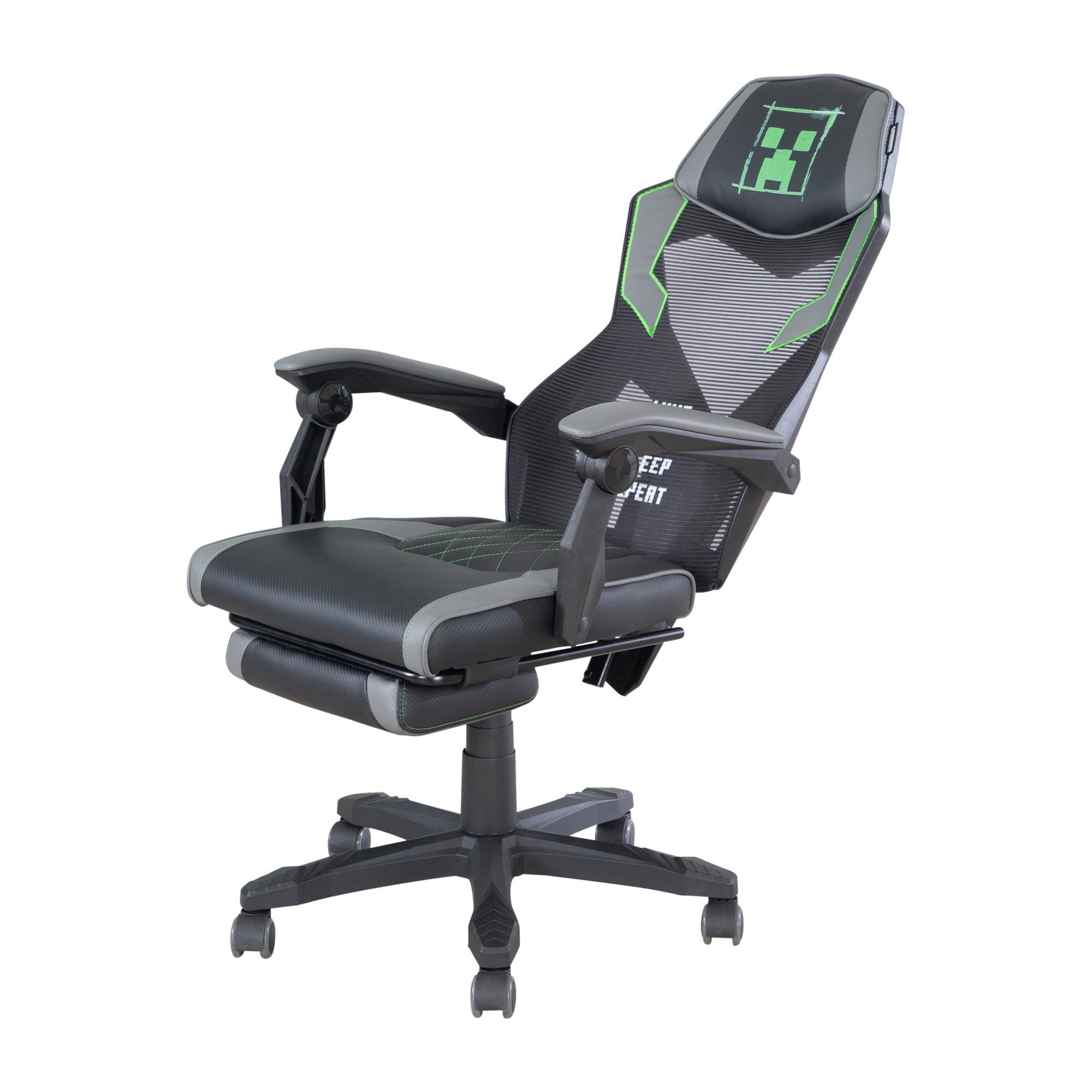 Minecraft Gaming Chair - Height Adjustable High Back with Footrest