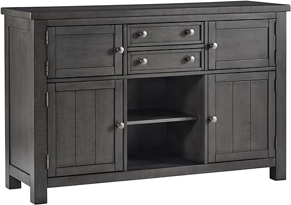 Moriville Rustic Dining Room Buffet with 4 Cabinets & Display Shelf