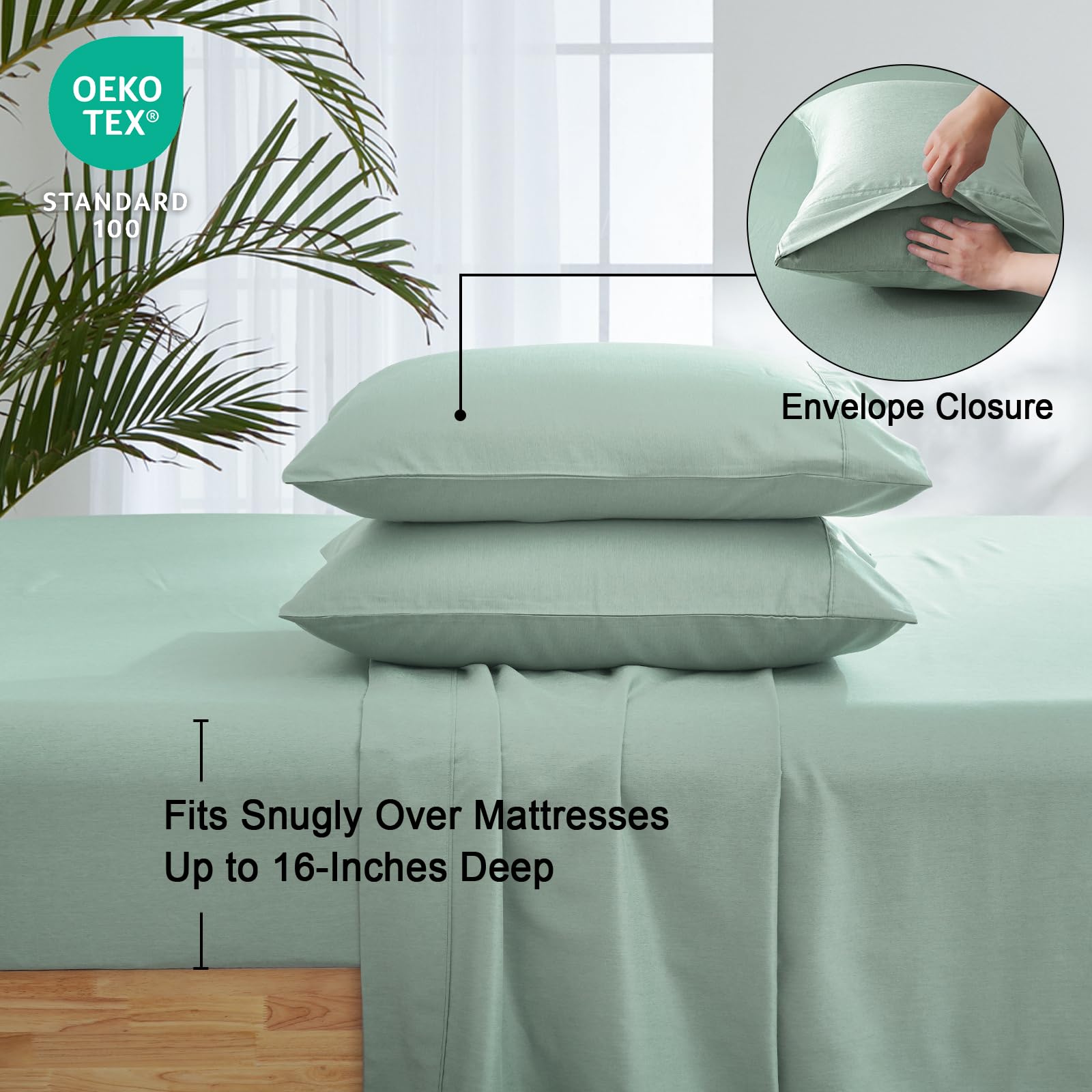 Cooling Sheets Set Queen Size, Rayon Derived from Bamboo & Polyester