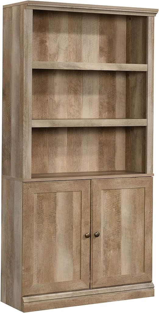 Miscellaneous Storage Bookcase/ Book Shelf With Doors, Chalked Chestnut finish