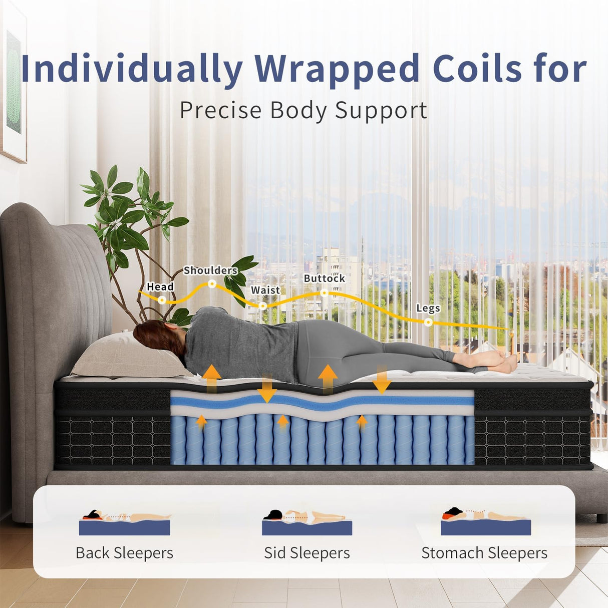 King Size Mattress, 12 Inch King Mattress in a Box, Memory Foam Hybrid Matress with Individual Pocket Spring