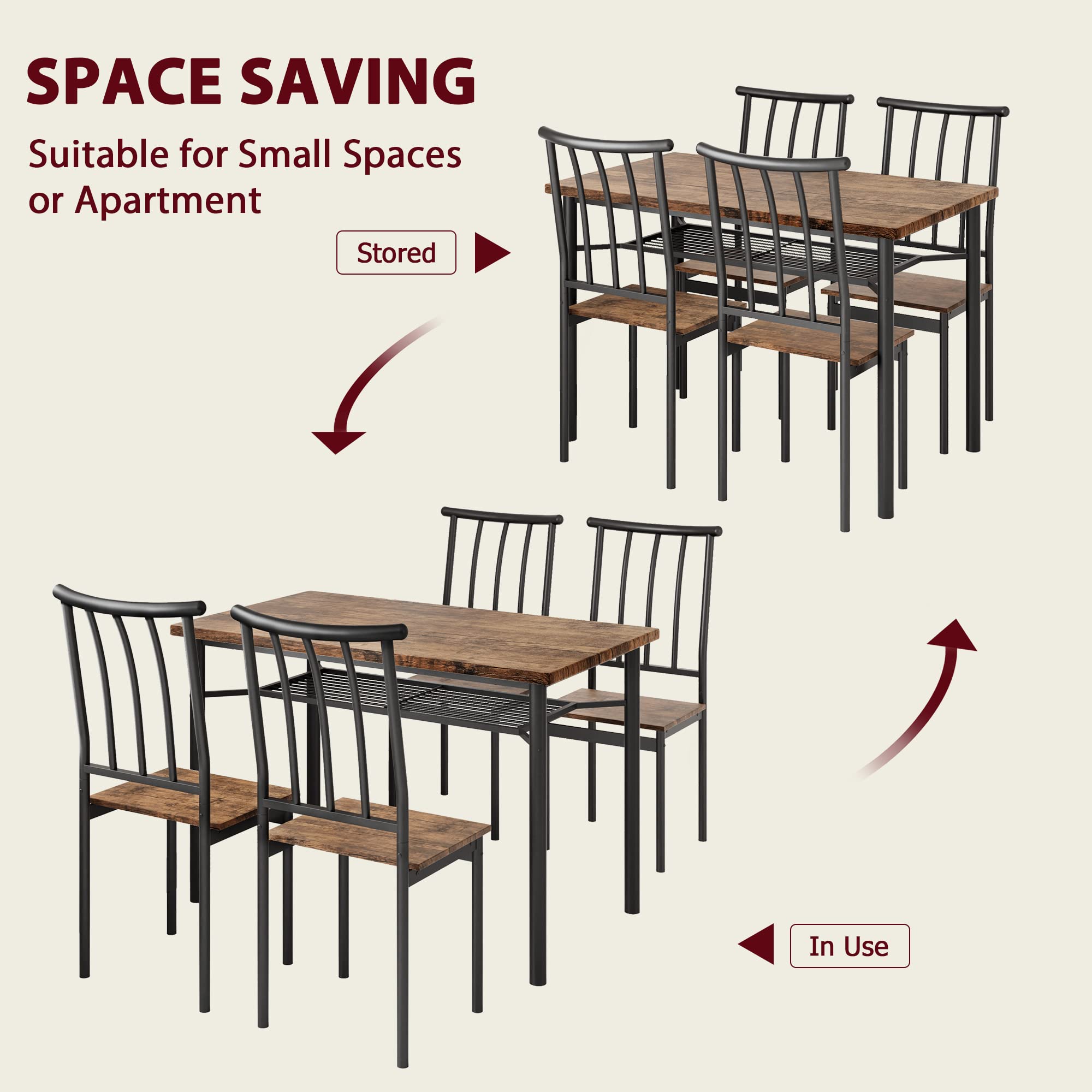 4-Piece Dining Table Set with Wine Rack