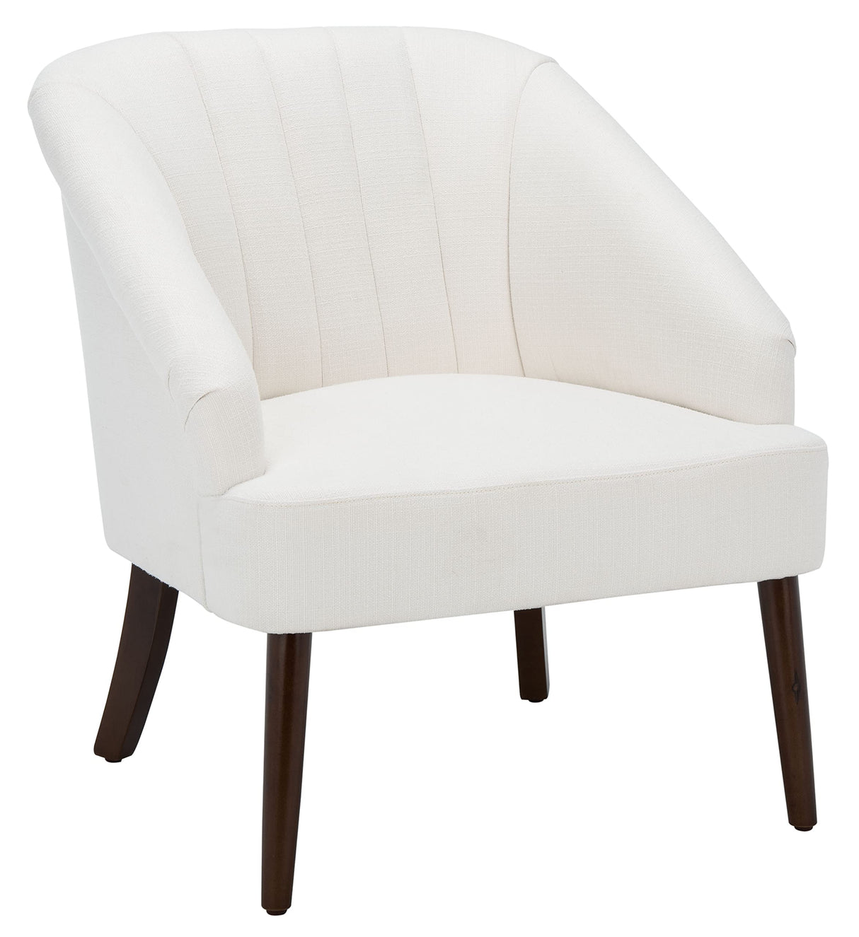 Collection Quenton White/Walnut Channel Tufted Accent Chair ACH4002A