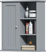 Bathroom Wall Cabinet, Medicine Cabinet with Door and 3 Open Shelves