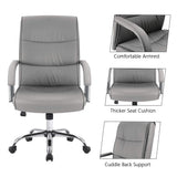 High Back Office Executive Chair Conference Leather Desk with Padded Armrests